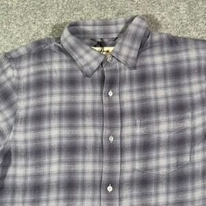 Buck Mason Mens Pacific Twill One Pocket Shirt Navy Blue Ranger Plaid BM13050 L